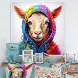 Colorful Knitted Jumper Goat Portrait - Goat Canvas Wall Art