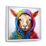 Colorful Knitted Jumper Goat Portrait - Goat Canvas Wall Art