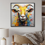 Yellow pop art Goat portrait - Goat Wall Decor