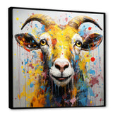 Yellow pop art Goat portrait - Goat Wall Decor