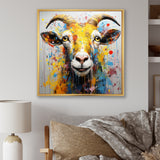 Yellow pop art Goat portrait - Goat Wall Decor