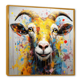 Yellow pop art Goat portrait - Goat Wall Decor
