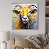 Yellow pop art Goat portrait - Goat Wall Decor
