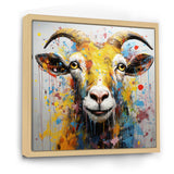 Yellow pop art Goat portrait - Goat Wall Decor