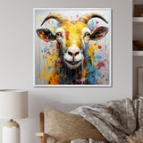 Yellow pop art Goat portrait - Goat Wall Decor
