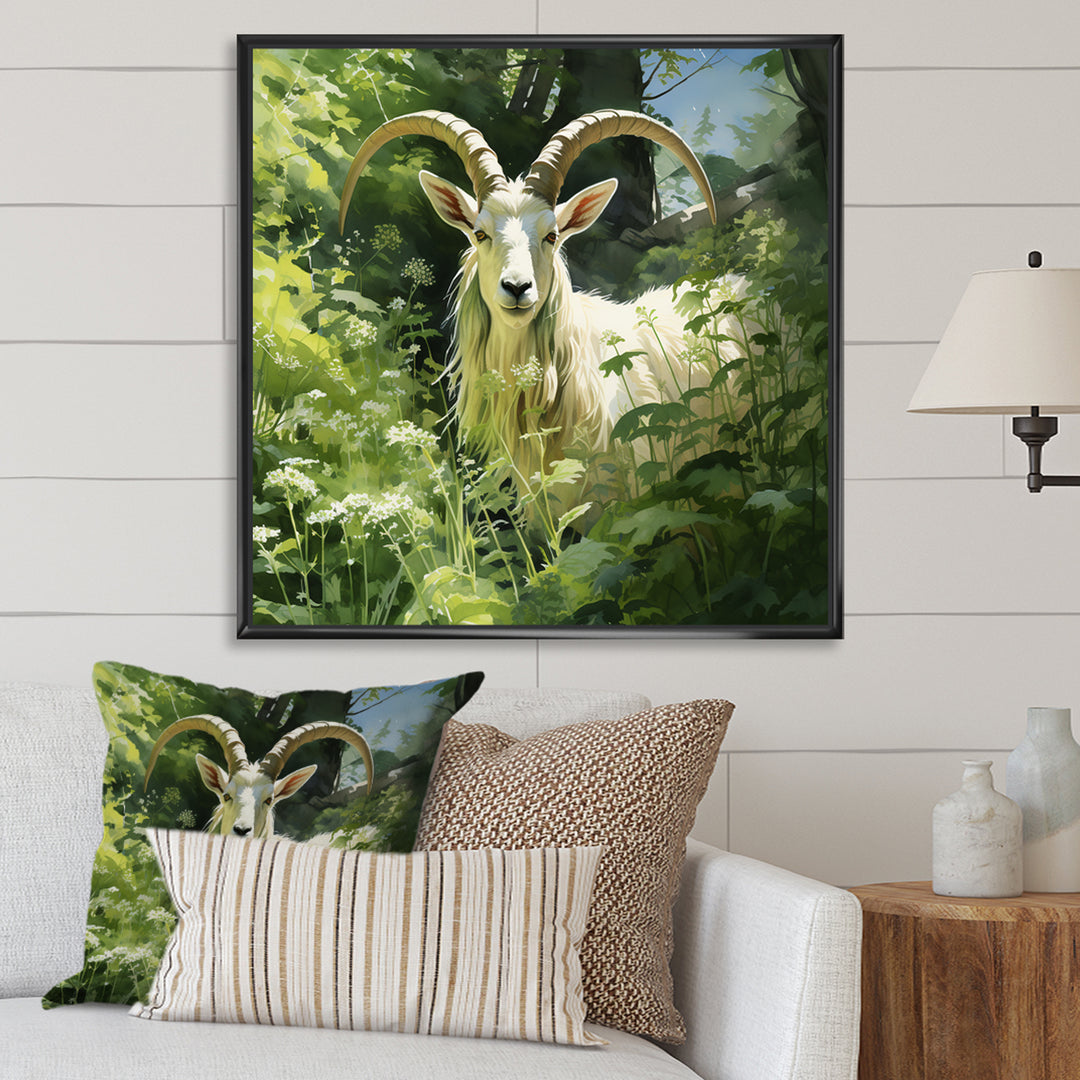 Pastoral goat Portrait - Goat Framed Canvas Art