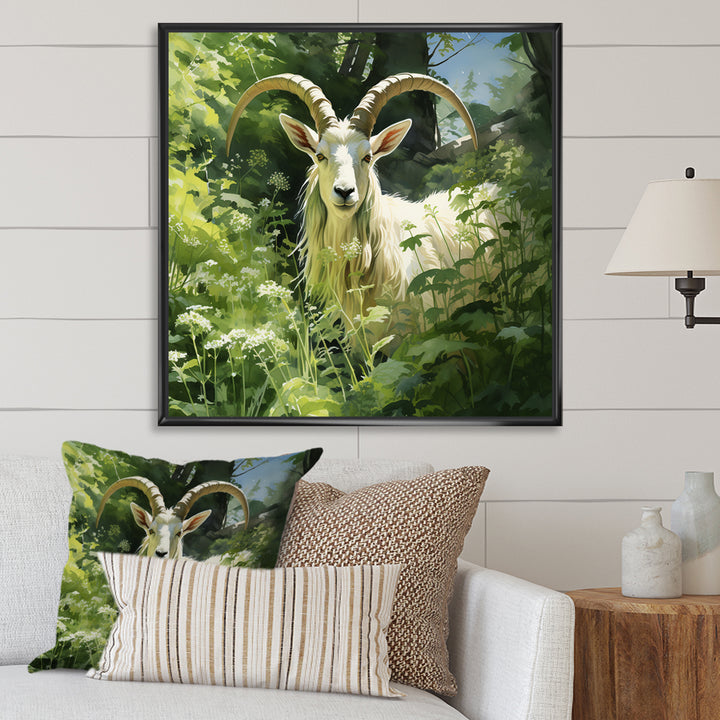 Pastoral goat Portrait - Goat Framed Canvas Art