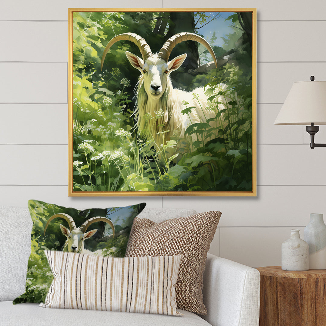 Pastoral goat Portrait - Goat Framed Canvas Art