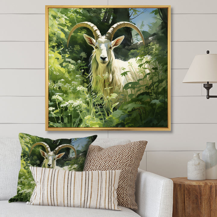 Pastoral goat Portrait - Goat Framed Canvas Art