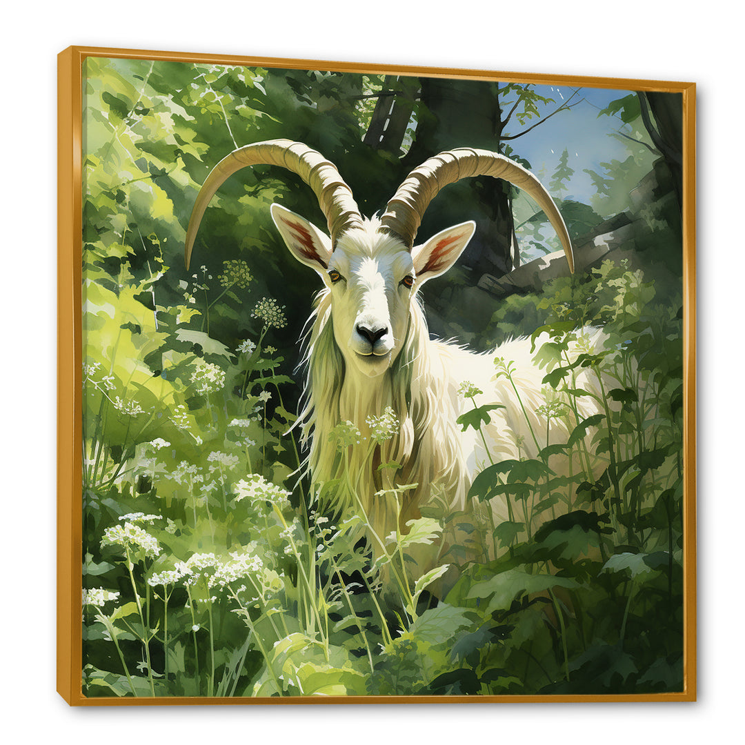 Pastoral goat Portrait - Goat Framed Canvas Art