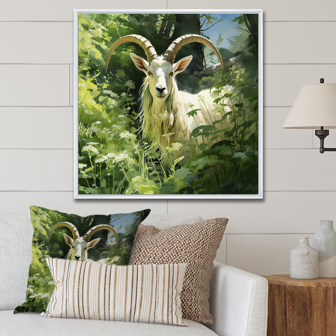 Pastoral goat Portrait - Goat Framed Canvas Art