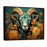 Blue and orange Goat modern portrait - Goat Large Canvas Wall Art