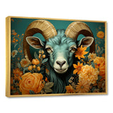 Blue and orange Goat modern portrait - Goat Large Canvas Wall Art