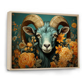 Blue and orange Goat modern portrait - Goat Large Canvas Wall Art