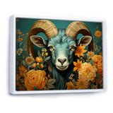Blue and orange Goat modern portrait - Goat Large Canvas Wall Art