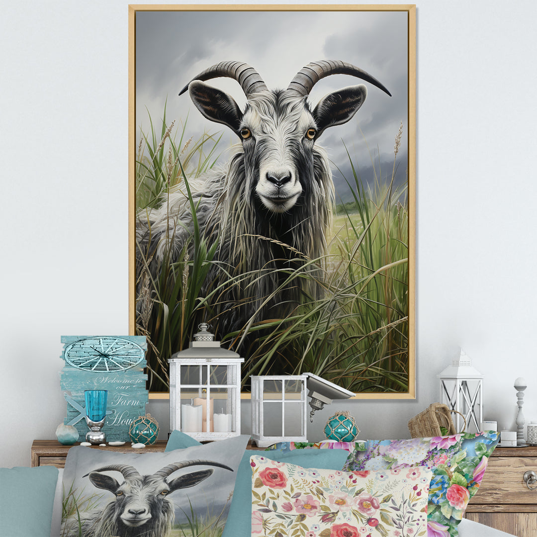 Grey meadow buck Goat Peaks - Goat Home Decor Art
