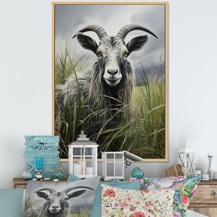 Grey meadow buck Goat Peaks - Goat Home Decor Art