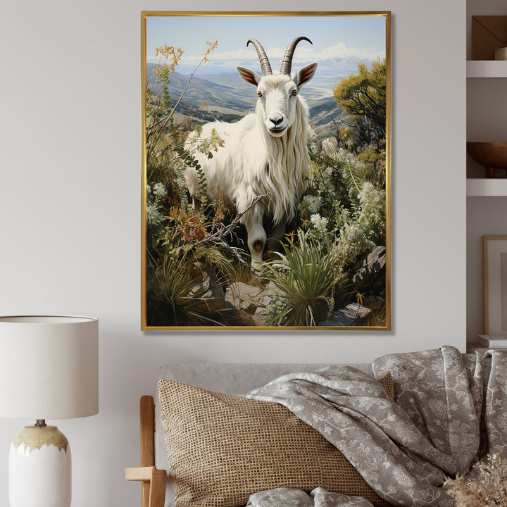 White meadow buck Goat Peaks - Goat Bedroom Wall Art