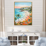 Pastel color Coastal Beach Scene paradise II - Coastal Canvas Wall Art