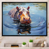 Curious water hippo - Animals Canvas Wall Art