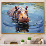 Curious water hippo - Animals Canvas Wall Art