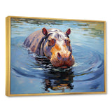 Curious water hippo - Animals Canvas Wall Art