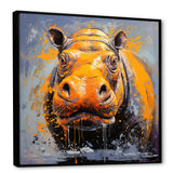 Yellow Colorful Hippo harmony - Yellow Hippopotamus Wall Art