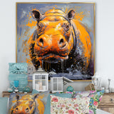 Yellow Colorful Hippo harmony - Yellow Hippopotamus Wall Art