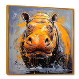 Yellow Colorful Hippo harmony - Yellow Hippopotamus Wall Art