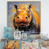 Yellow Colorful Hippo harmony - Yellow Hippopotamus Wall Art