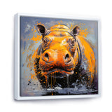 Yellow Colorful Hippo harmony - Yellow Hippopotamus Wall Art