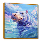 Blue Serene Hippo Majesty - Hippopotamus Large Canvas Wall Art