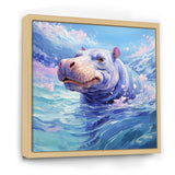 Blue Serene Hippo Majesty - Hippopotamus Large Canvas Wall Art