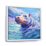 Blue Serene Hippo Majesty - Hippopotamus Large Canvas Wall Art