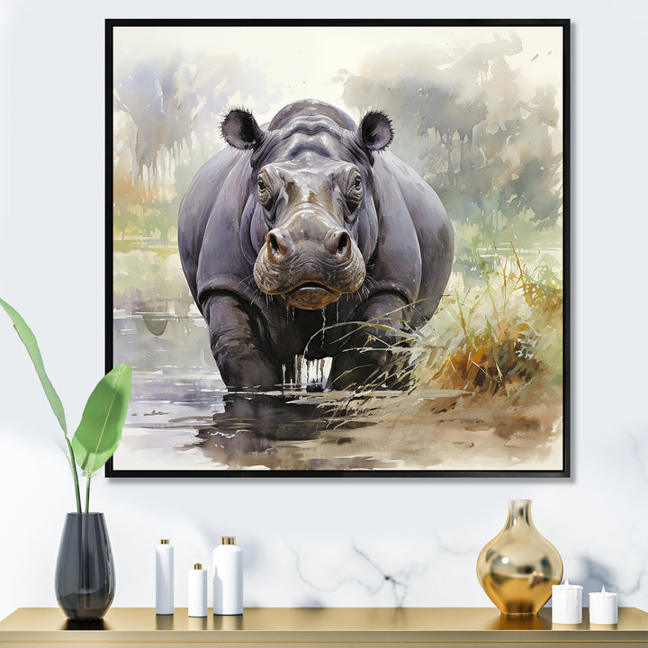 Grey Serene Hippo Majesty - Hippopotamus Home Decor Art