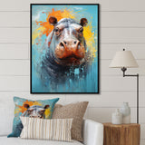 Popart Hippos World - Hippopotamus Canvas Wall Art