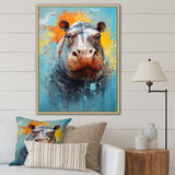 Popart Hippos World - Hippopotamus Canvas Wall Art