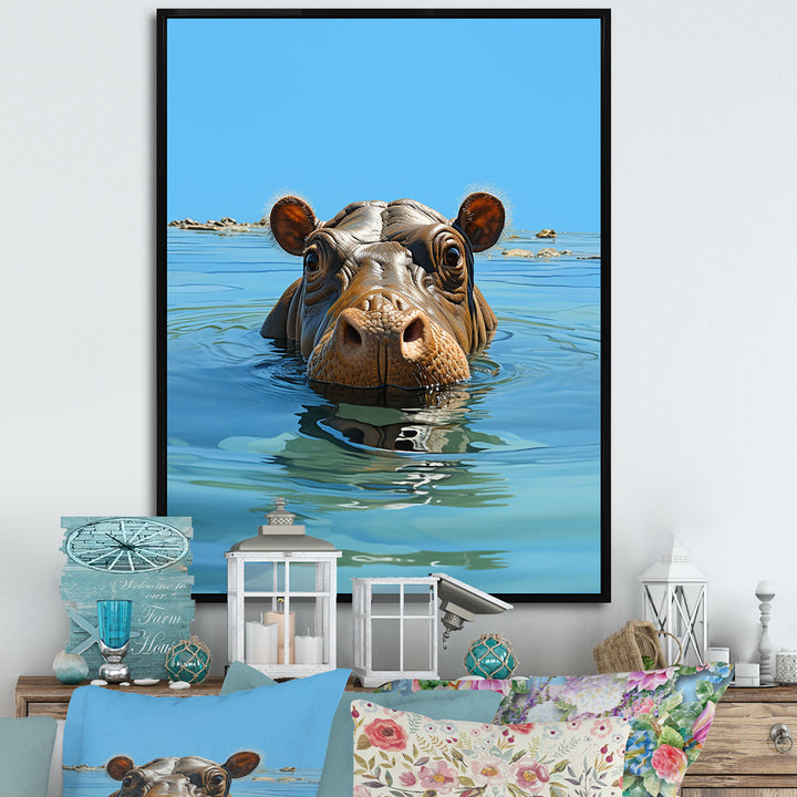 Grey Joyful Hippo - Hippopotamus Wall Decor