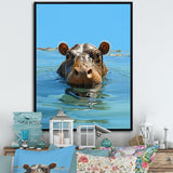 Grey Joyful Hippo - Hippopotamus Wall Decor