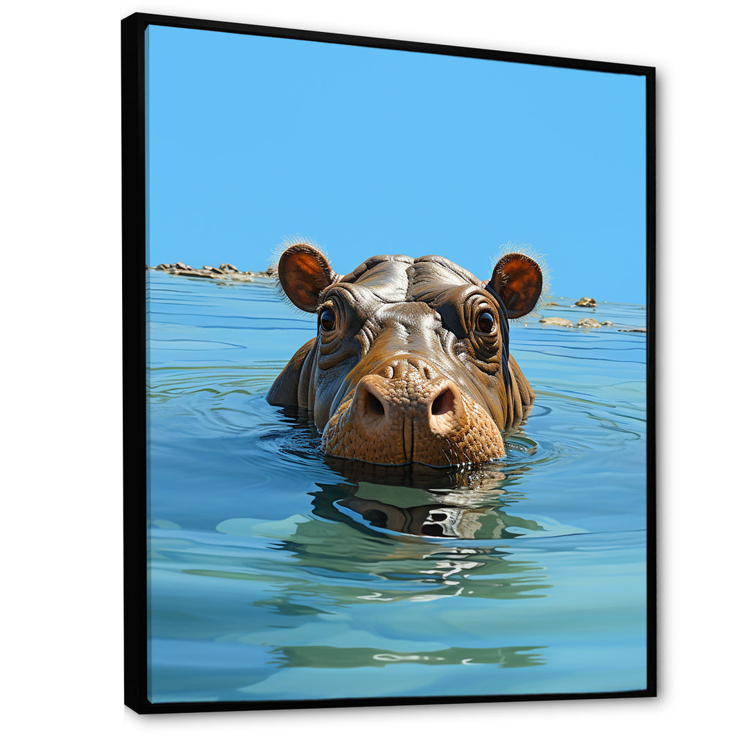 Grey Joyful Hippo - Hippopotamus Wall Decor