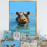 Grey Joyful Hippo - Hippopotamus Wall Decor
