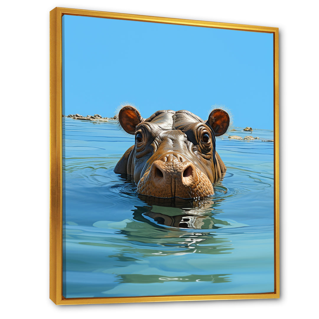 Grey Joyful Hippo - Hippopotamus Wall Decor
