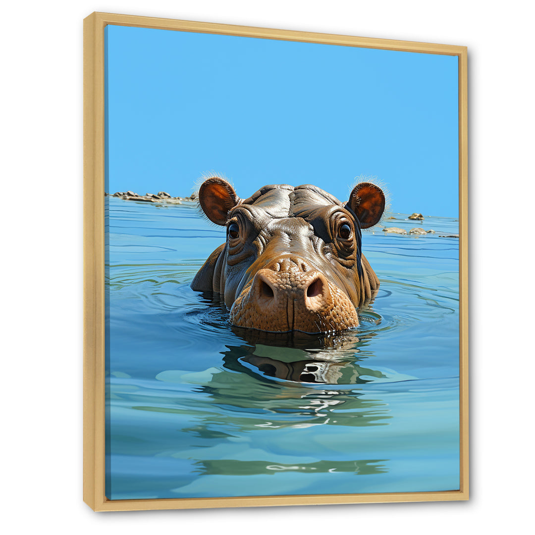 Grey Joyful Hippo - Hippopotamus Wall Decor