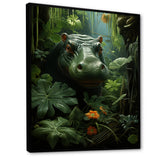 Green Vibrant Hippo Portrait - Hippopotamus Wall Art Prints