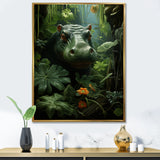 Green Vibrant Hippo Portrait - Hippopotamus Wall Art Prints