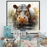 Grey Colorful Hippo harmony - Hippopotamus Wall Art Prints
