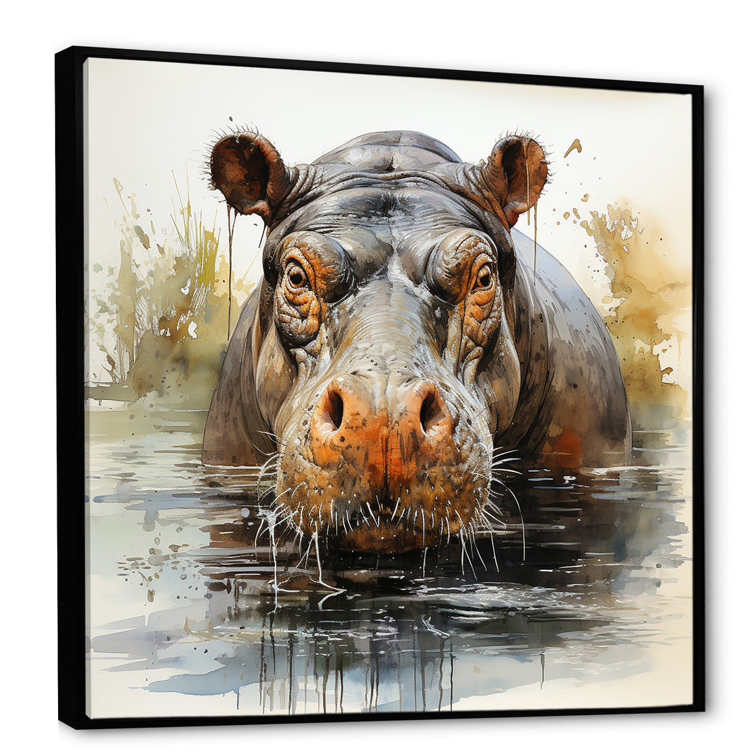 Grey Colorful Hippo harmony - Hippopotamus Wall Art Prints