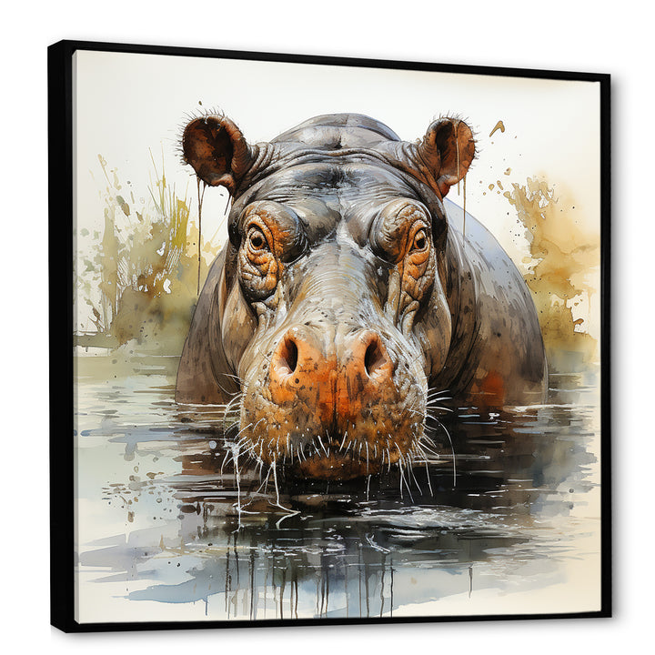 Grey Colorful Hippo harmony - Hippopotamus Wall Art Prints