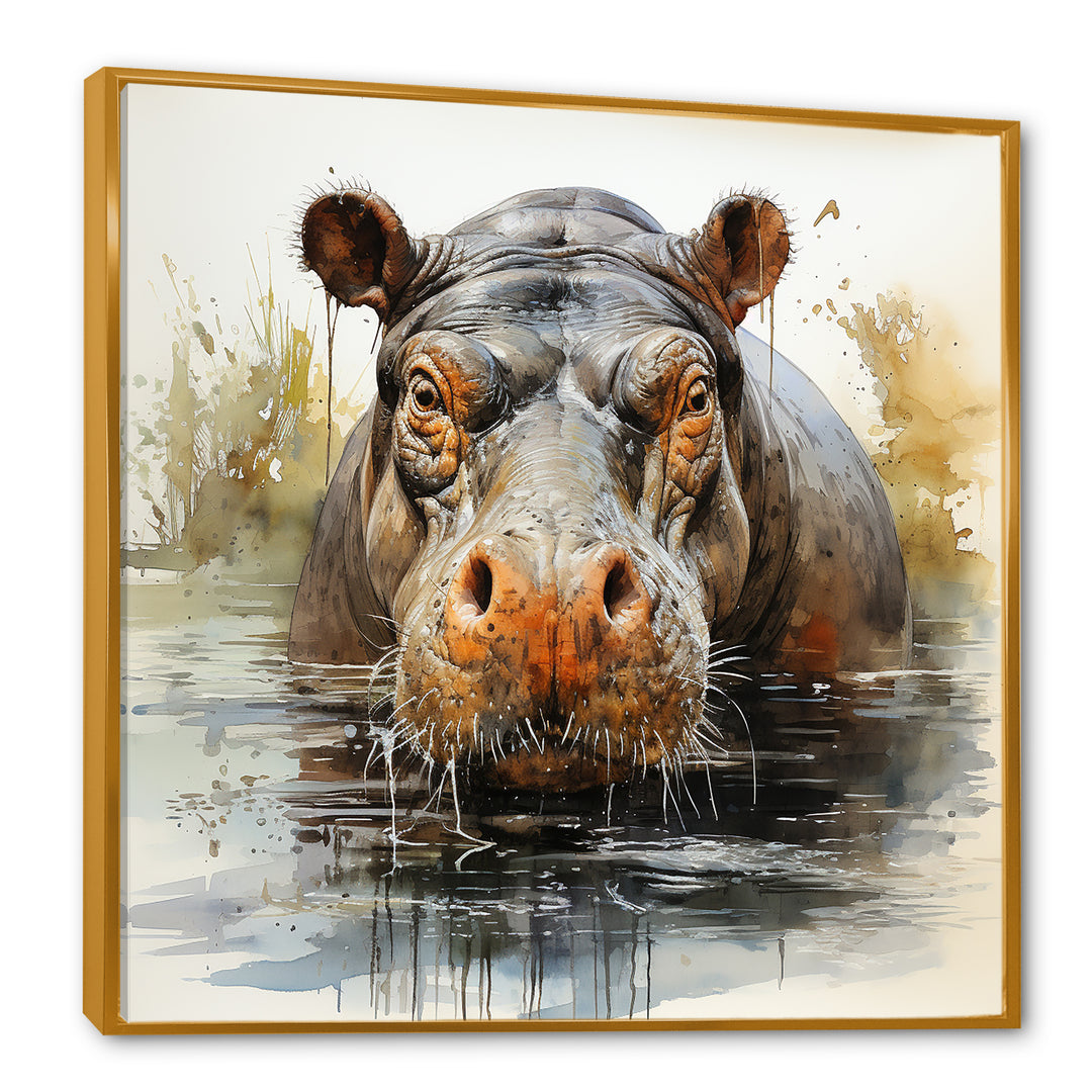 Grey Colorful Hippo harmony - Hippopotamus Wall Art Prints