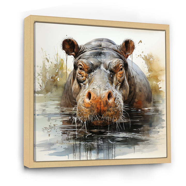Grey Colorful Hippo harmony - Hippopotamus Wall Art Prints
